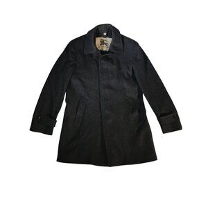 Burberry London Men's Vintage Charcoal Wool Blend Trench Top Coat